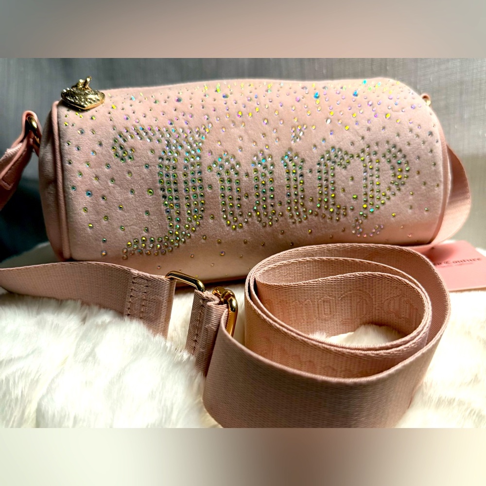 NEW Juicy Couture Pink Fuzzy Roll Crossbody Bag